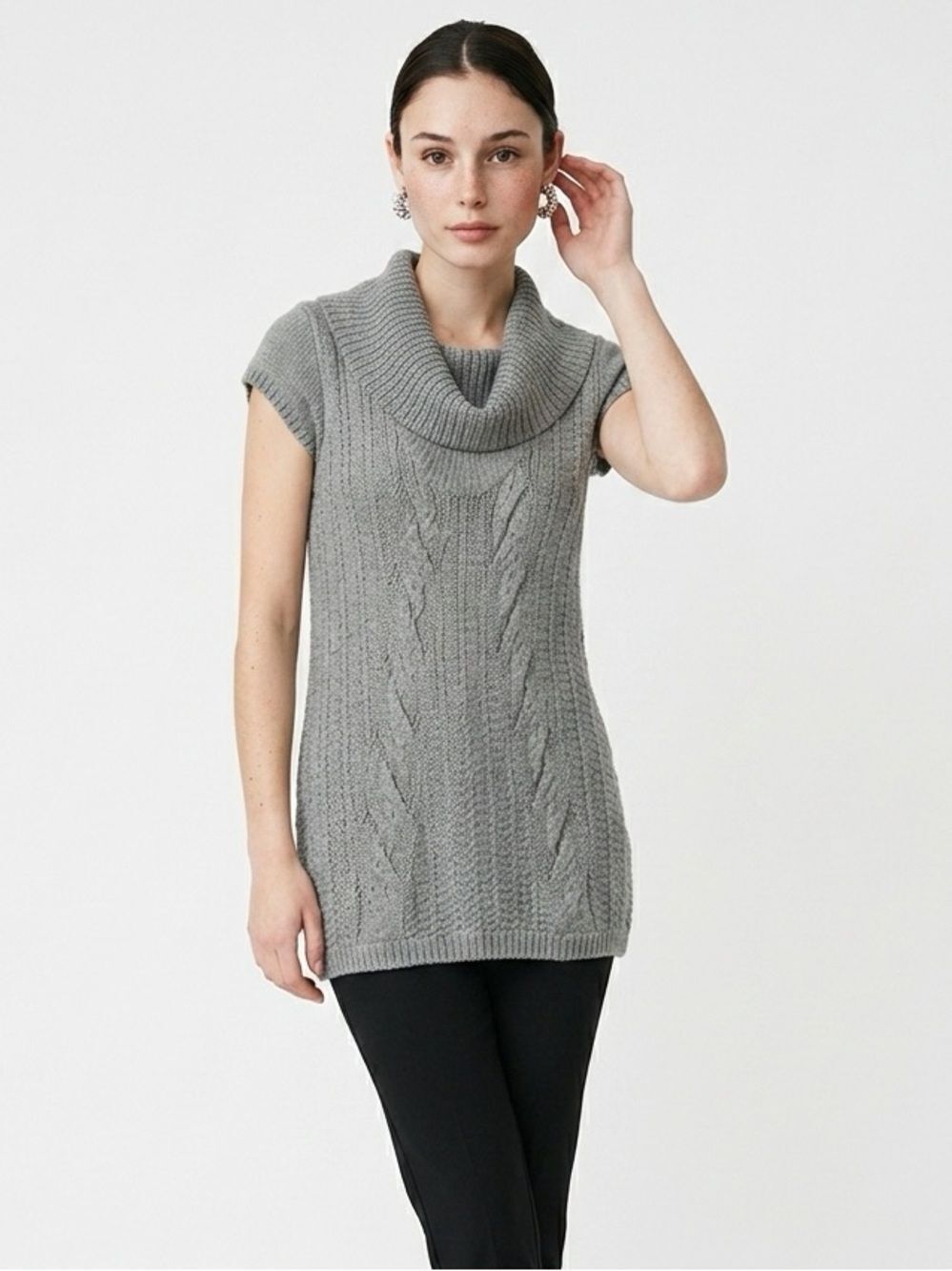 EXPRESS | Tunic Sweater Dress Gray Cable Small